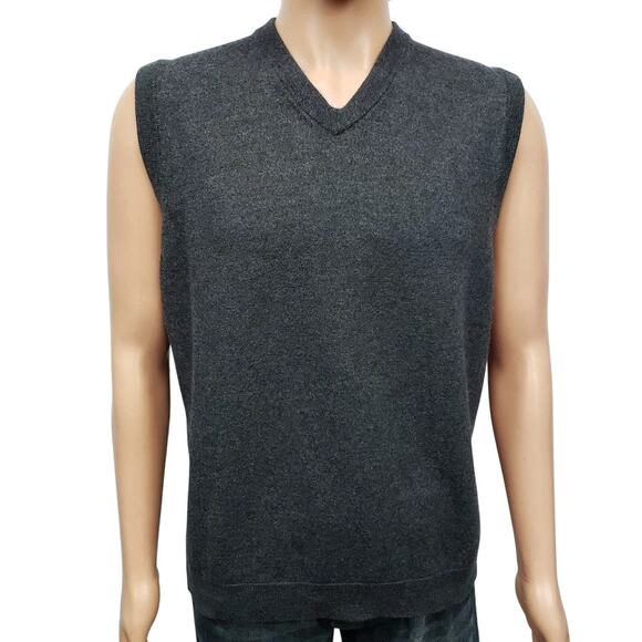 Hart Schaffner Marx Extra Fine Merino Wool Sweater Vest 3XT Tall V-Neck Gray - Picture 3 of 12